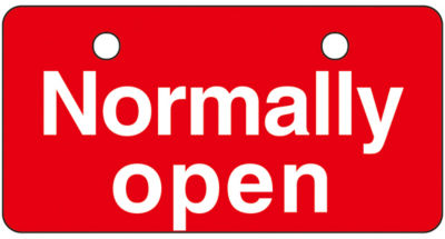 English Opening and Closing Tags for Valves "Normally open (Red)" V-3